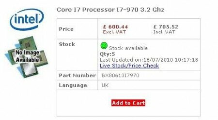 Intel Core i7-970 уже продается