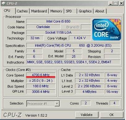 Core i5 650 разогнан до 4,7GHz с воздушным охлаждением