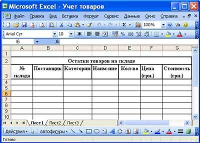 Редактор електронных таблиц - Microsoft Excel