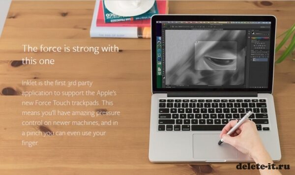 Благодаря ПО Inklet 1.6 можно будет рисовать силой нажатия на тачпаде новеньких MacBook